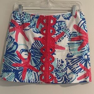 Lilly Pulitzer Tate Mini Skirt She She Shells White Blue Pink 4